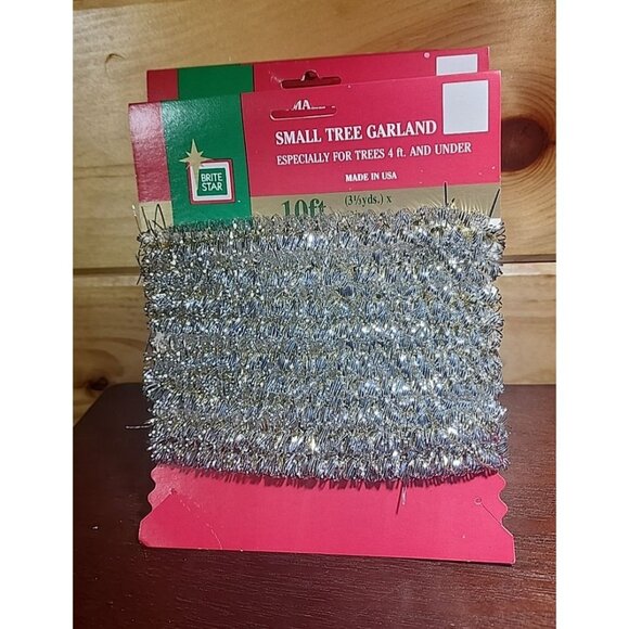 Vintage Small Christmas Tree Tinsel Garland 4 strands silver 40Ft Total - Picture 1 of 4